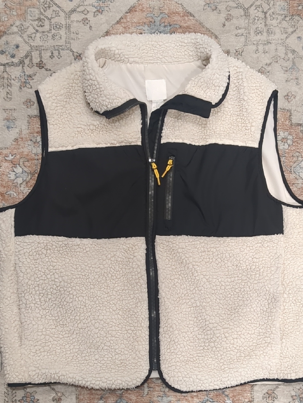 H&M Cream Sherpa Vest with Black Trim